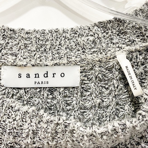 SANDRO PARIS Grey Linen Chunky Knit Sweater - Picture 8 of 12